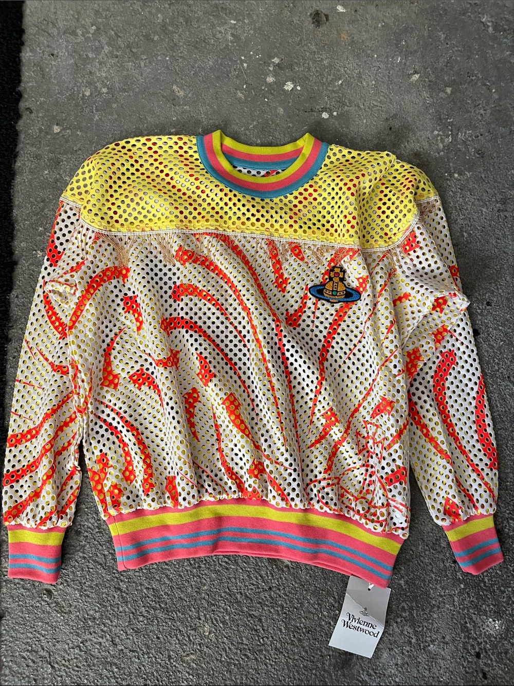Vivienne Westwood AW22 Fresh Sweatshirt Mesh Orb Print XS EU 34 UK